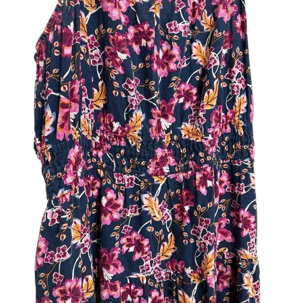 Old Navy Midi Cami Dress Size 2X Navy Pink Floral Pockets - Picture 6 of 12